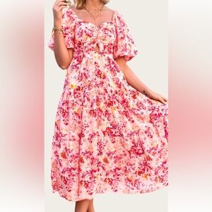 Elegant Pink Floral Women's Dress size xl‎